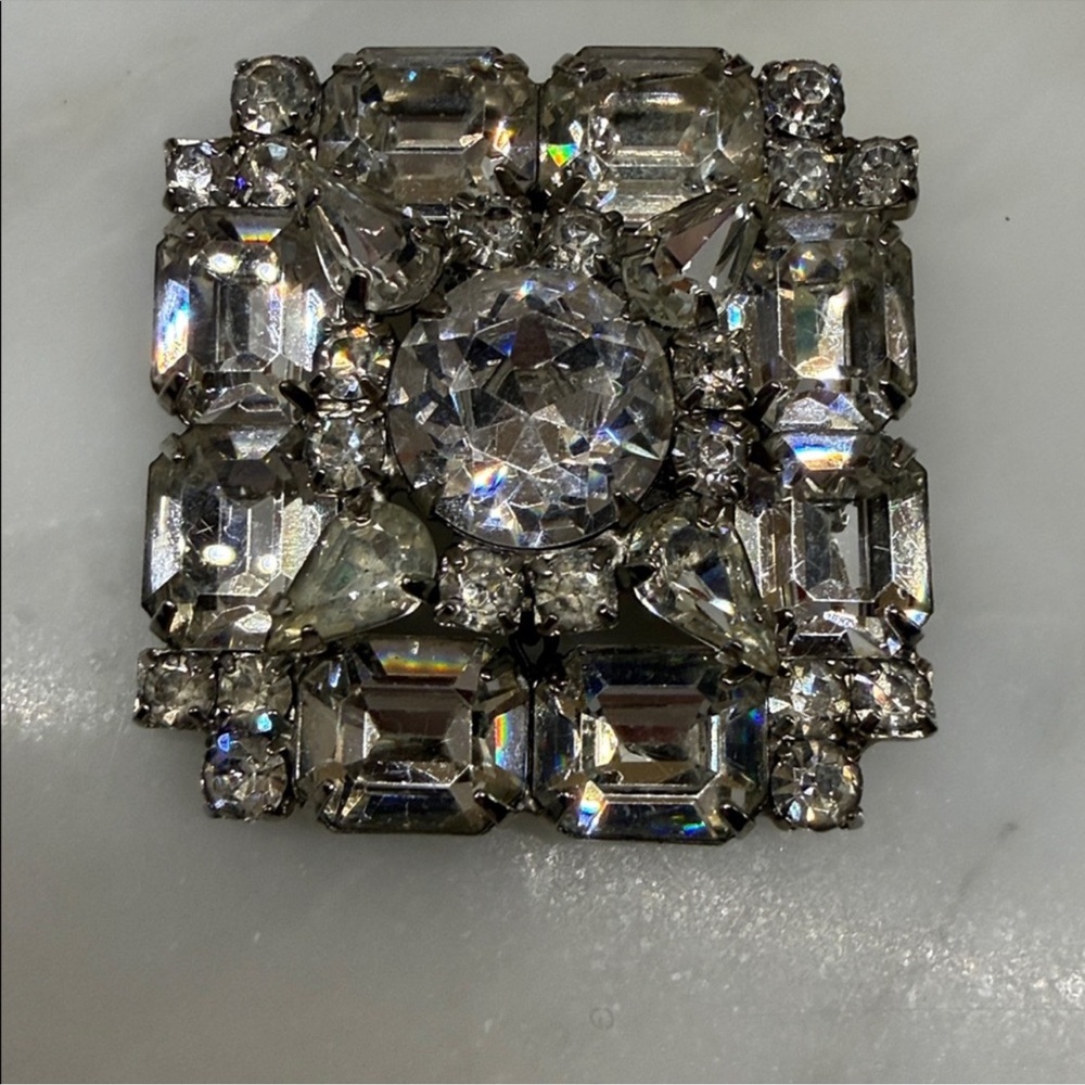 Albert Weiss Silver Crystal Brooch